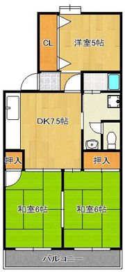 島名第五コーポの間取り画像