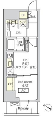 コスモグラシア新宿西早稲田の間取り画像