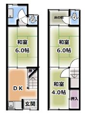 門真市御堂町貸家の間取り画像