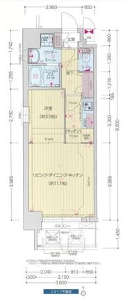 プレサンス堺筋本町エグゼブランの間取り画像