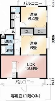 クレセント市坪の間取り画像