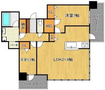 小倉D.C.TOWER 2406号室の間取り画像