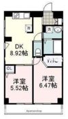 静岡泉町エンブルコート5階2LDKの間取り画像