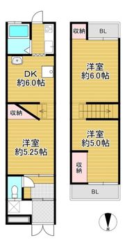 三箇6丁目テラスの間取り画像