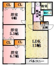 ソシアB館の間取り画像