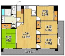 ライオンズマンション皇后崎公園の間取り画像