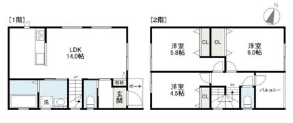 フラリス下小出Aの間取り画像