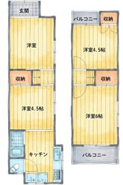 寝屋川市楠根南町貸家の間取り画像