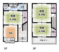岡山3丁目貸家の間取り画像