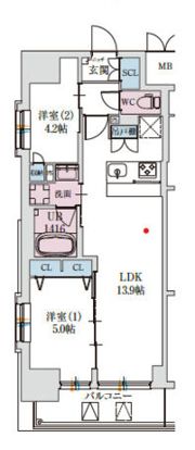 スプランディッド上本町WESTⅡの間取り画像