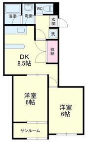 上島ロイドアパートD棟の間取り画像