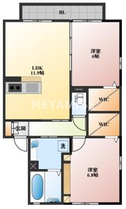 ハルブラッサム富の原Bの間取り画像