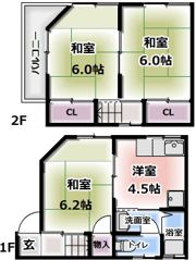 大久保町3丁目貸家の間取り画像