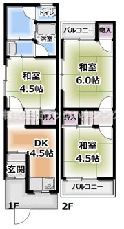 三ツ島テラスハウスの間取り画像