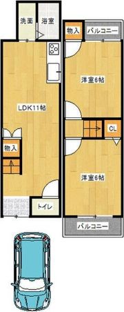 下馬伏町貸家の間取り画像