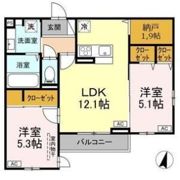 D-ROOM遠見塚Ⅱの間取り画像