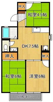 ボンセジュール企救丘B棟の間取り画像