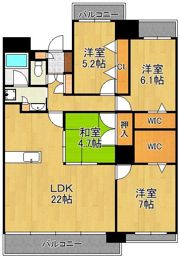 サンパーク鉄王 1505号室の間取り画像