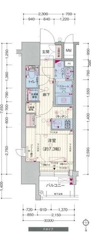 プレサンスタワー北浜の間取り画像