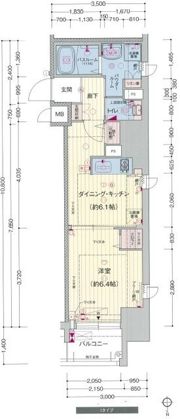 プレサンスタワー北浜の間取り画像