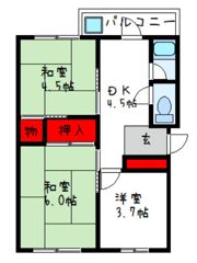 北野田マンション巽A棟の間取り画像