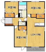 オリーブ学研台 B棟の間取り画像