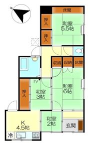 警固屋2丁目2番戸建の間取り画像