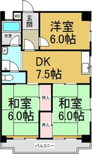平與マンションの間取り画像