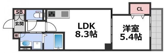 クリエオーレ鶴橋の間取り画像