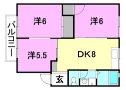 古川西ハイツB棟の間取り画像