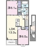 クレメント岩出Bの間取り画像