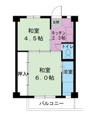 ビレッジハウス萩庄1号棟の間取り画像