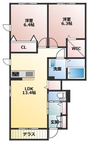 スリーゼⅠ棟の間取り画像