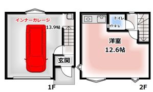 門真市小路町ガレージハウスの間取り画像