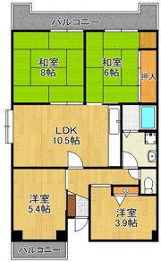 グランコート到津 1001号室の間取り画像