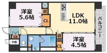 グランデカワノなにわ離宮の間取り画像