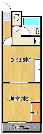 トーカンマンション下到津 203号室の間取り画像