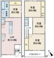 バンクーバー1124代万町の間取り画像