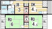 三箇1丁目テラスハウス1・2の間取り画像