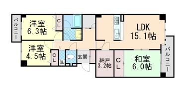 岡本シティハウスの間取り画像