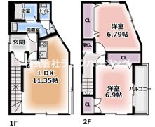 門真店舗付き住宅（住居2階・3階部分）の間取り画像