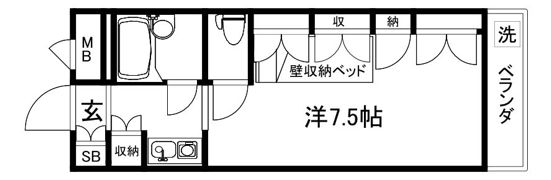 セレーネ田辺Ⅲ-Bの間取り画像