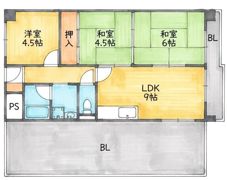 野崎スカイハイツの間取り画像