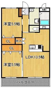 ヒルズ折尾の間取り画像