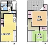 寝屋川市池田北町 貸家の間取り画像