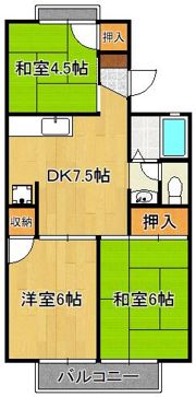 ボンセジュール企救丘B棟の間取り画像