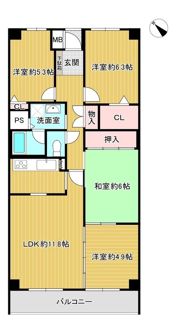千里中央パークヒルズB棟 Bの間取り画像