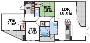CITY SPIRE夕陽丘の間取り画像