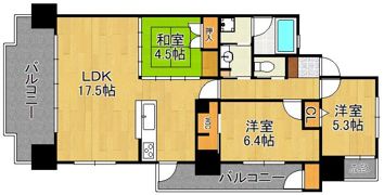 ライブスクエア小倉駅オーシャンテラス 508号室の間取り画像