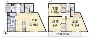 折戸町2-1-2戸建賃貸の間取り画像